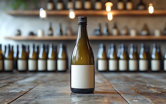 Wine Bottle Mockup Realistic Amber Glass Bottle with Blank Label for Your Design Presentation