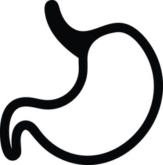 Human Stomach Vector Illustration – Black Outline Medical Drawing