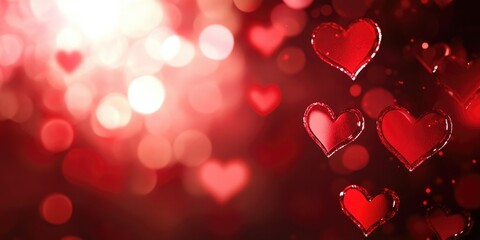 Romantic red hearts with bokeh background for valentine's celebrations