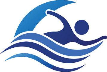 Swimming Icon, Aquatic Sports Logo, Swimmer Silhouette Design