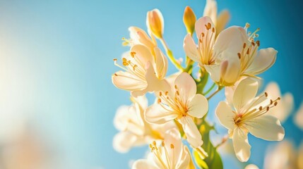 Obraz premium Pastel Blossoms Under a Sunny Sky