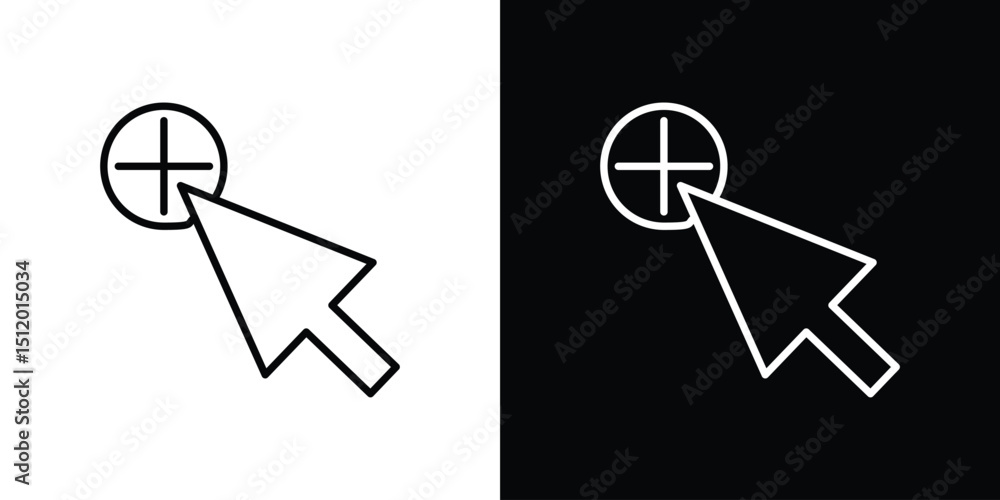 Poster cursor plus icon. simple element illustration. outline and flat symbol design