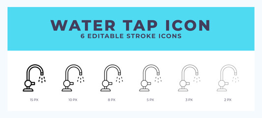 Water tap icon. Regular line. Thin line. Bold line. Vector illustration.