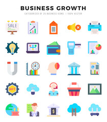 Business Growth Icons Pack Flat Style. Vector illustration.