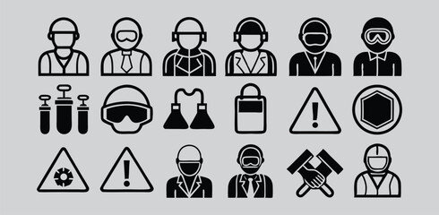 Comprehensive Set of Safety Icons Protection, Lab, and Industrial Safety Symbols