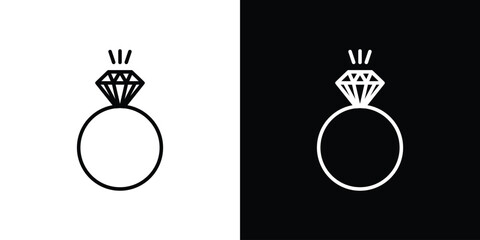 Diamond ring icon. Simple element illustration. outline and flat symbol design