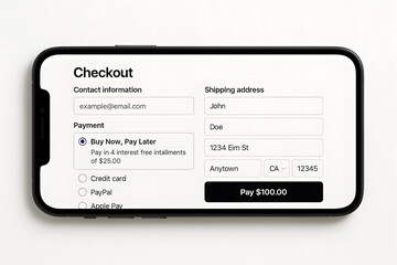 Illustration of Buy-Now-Pay-Later App Interface With Product Checkout