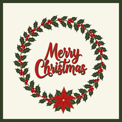 Christmas card with poinsettia