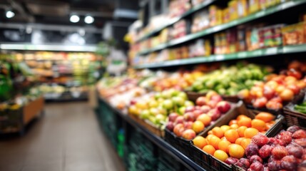 Vibrant Produce Aisle in Supermarket