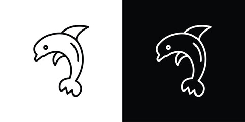 Dolphin icon. Simple element illustration. outline and flat symbol design
