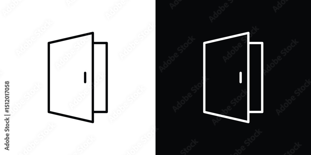 Poster door open icon. simple element illustration. outline and flat symbol design