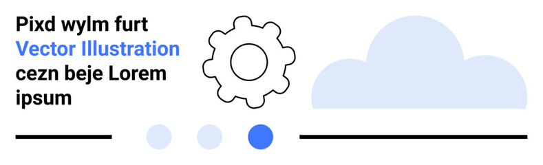Gear, cloud, text, and decorative dots emphasize connectivity, technology, progress, process, cloud computing innovation. Ideal for software solutions data tech themes or a simple landing page