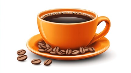Fototapeta premium Aromatic Cup of Coffee: An Orange Delight