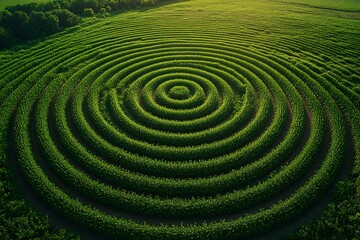 Spiral crop pattern forming perfect rings high resolution picture