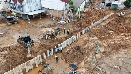 
Pictures of severe flooding in Mae Sai District, Chiang Rai Province, with assistance from officers, Mae Sai District Engineers, Mae Sai Police, Mae Sai Subdistrict Municipality, Thailand, Asia