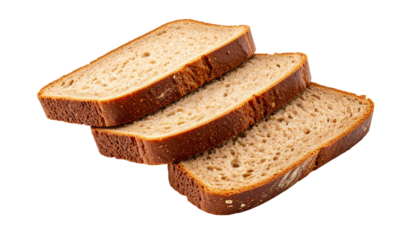 Rye bread slices showcasing rustic texture, golden brown crust, cut in precision, professional clean backdrop highlighting artisan baking craft