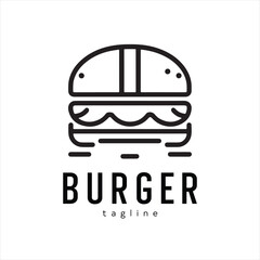 Fototapeta premium A burger logo design icon flat and silhouette style vector minimal art illustration on a white background 