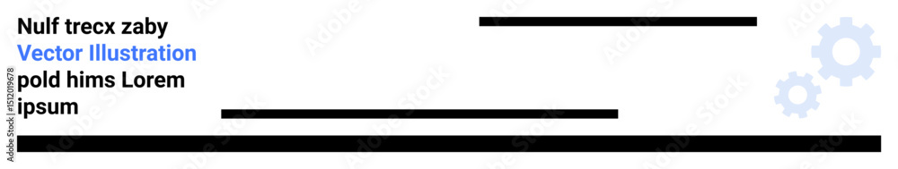 Poster minimal cogwheel icons paired with bold horizontal lines and placeholder text highlight functionalit
