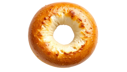 Close up of a toasted bagel half, isolated on a transparent background, ideal for food related projects