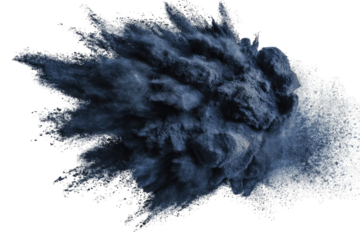 Dark gray powder explosion, radiating outward