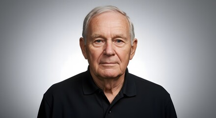 Obraz premium Portrait of Senior Man with Grey Hair on Grey Background