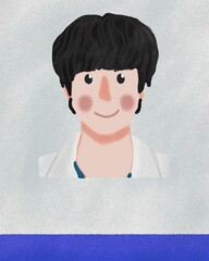Hand drawn Boy ID card crayon cartoon illustration