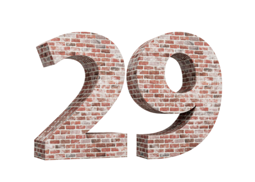 Number Twenty Nine 29 Digit Made Of Old Grunge Texture Wall Of Bricks 3D Illustration