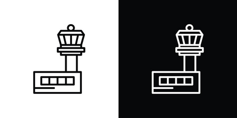 Flight Control tower icon. Simple element illustration. outline and flat symbol design
