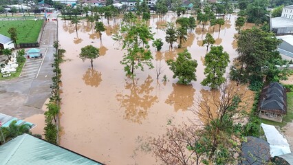 
Pictures of severe flooding in Mae Sai District, Chiang Rai Province, with assistance from officers, Mae Sai District Engineers, Mae Sai Police, Mae Sai Subdistrict Municipality, Thailand, Asia