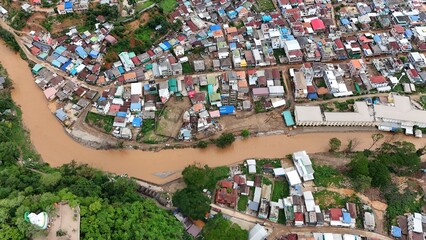 
Pictures of severe flooding in Mae Sai District, Chiang Rai Province, with assistance from officers, Mae Sai District Engineers, Mae Sai Police, Mae Sai Subdistrict Municipality, Thailand, Asia