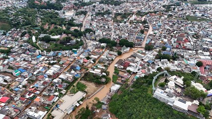 
Pictures of severe flooding in Mae Sai District, Chiang Rai Province, with assistance from officers, Mae Sai District Engineers, Mae Sai Police, Mae Sai Subdistrict Municipality, Thailand, Asia