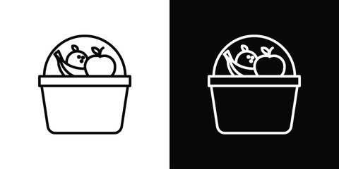 Fruit basket icon. Simple element illustration. outline and flat symbol design