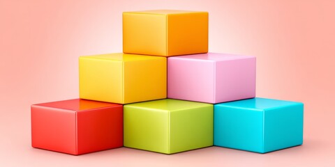 Obraz premium Stylized 3D infographic layout with stacked segments and colored blocks