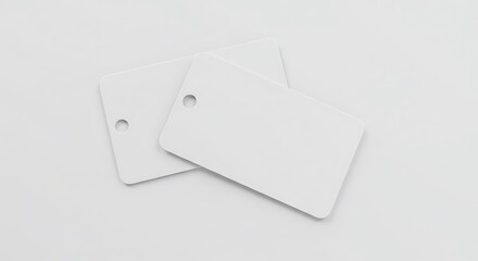 Blank White Cards Lying Flat on White Background