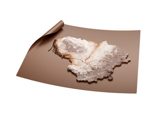 Map Of Lithuania Old Style Brown On Unrolled Map Paper Sheet 3d Illustration