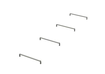 Minimalist metal staple pins arranged in a row, perfect for office or stationery use. 3d illustration