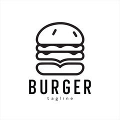 Obraz premium A burger logo design icon flat and silhouette style vector minimal art illustration on a white background 