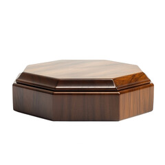 Octagonal wooden display stand isolated on transparent background