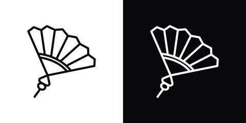 Hand fan icon. Simple element illustration. outline and flat symbol design