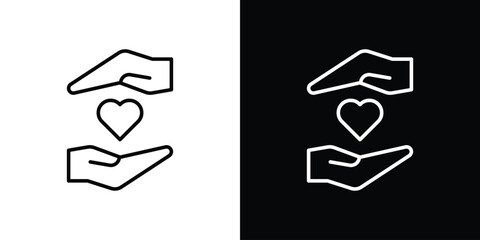Heart and hands icon. Simple element illustration. outline and flat symbol design