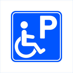 Disabled parking sign on white background. Reserved parking sign. "Handicap parking" traffic sign vector illustration.	