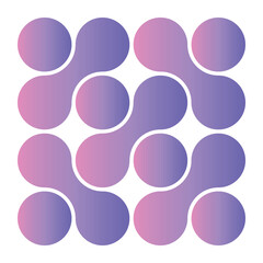 Abstract geometric shapes of connected molecules. Purple pattern of metabol dots on white background. Modern vector design.