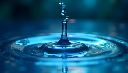 Water Splash in Clear Blue Liquid, Clean, Fresh, and Pure Concept