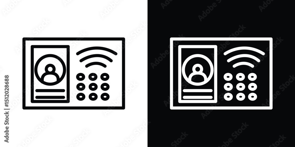 Poster intercom icon. simple element illustration. outline and flat symbol design
