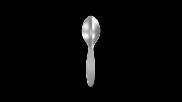Stainless Steel Soup Spoon Rotating on a Transparent Background. Seamless Loop. 4K
