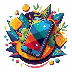 mobile phone with colorful application icons