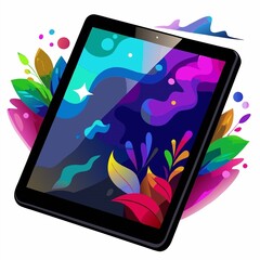 tablet pc with abstract background