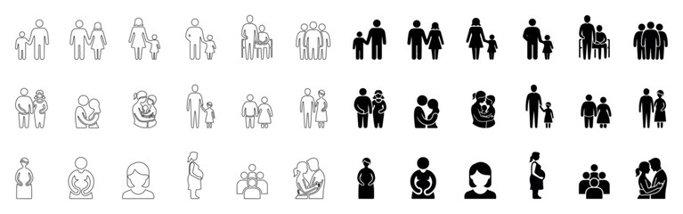 collection of various human icons and silhouettes in multiple and formats including business, communication, teamwork, and social interaction symbols