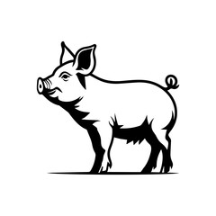 Fototapeta premium Stylized Black and White Pig Silhouette