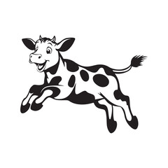 Vector sketch illustration of a joyful calf running freely, capturing the playful and lively spirit of young farm animals isolated on white background.